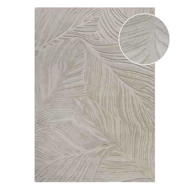 Světle šedý vlněný koberec 200x290 cm Lino Leaf – Flair Rugs