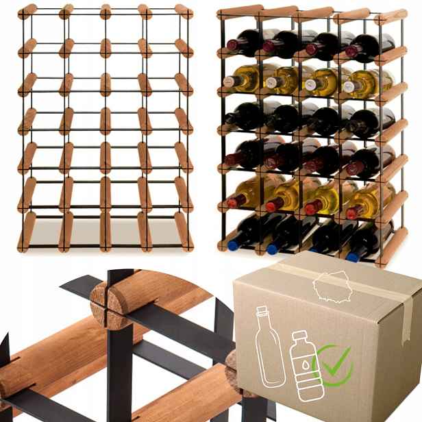 Loftový stojan na víno, regál na Pet lahve, Ekologický, Odolný, 24 bot, Kov