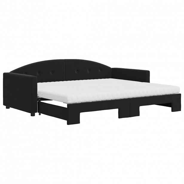 vidaXL Válenda s přistýlkou a matracemi černá 90 x 200 cm samet