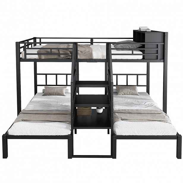 CHICFURN PATROVÁ POSTEL 90/200 cm & 140/200 cm v černé barvě s úložným prostorem