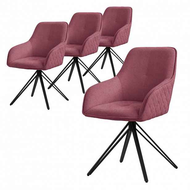 ML-DESIGN JÍDELNÍ ŽIDLE, sada 4 ks, otočné, starorůžová tkanina