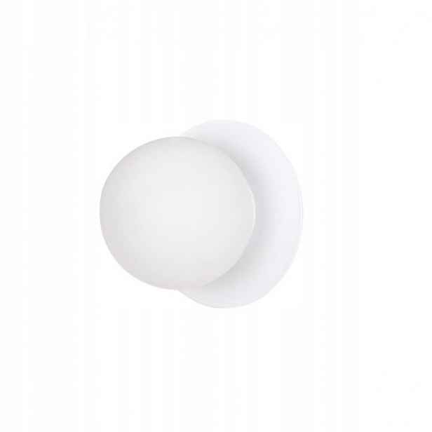 Nástěnné svítidlo Minerva K1 bílé, 1×E14, mléčné stínidlo, 15 cm