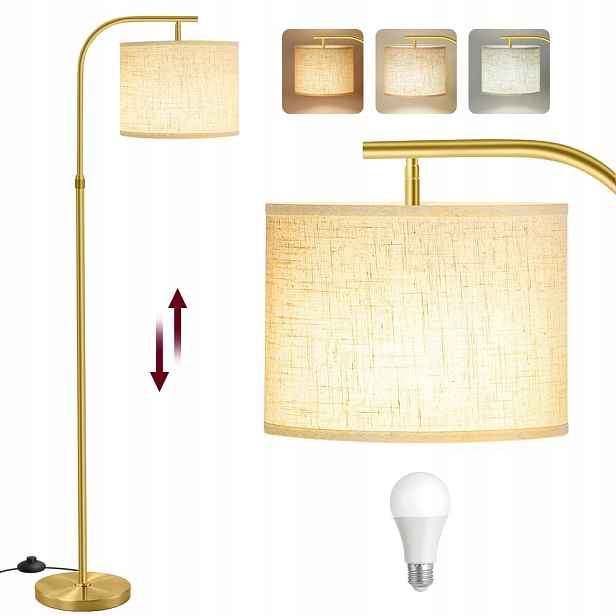Podlahová lampa Vasagle Led 9W zlatá, nastavitelná, 175 cm