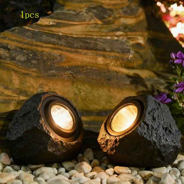 TEMU 1 ks Solární kamenná lampa na dvůr, venkovní trávníková lampa s atmosférickým světlem, zahradní cestička, zásuvná dekorativní krajinná lampa |