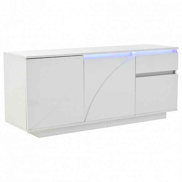 Urban Meuble SIDEBOARD bílý vysoký lesk s LED a 3 dvířky 1 zásuvkou 140×40×60 cm