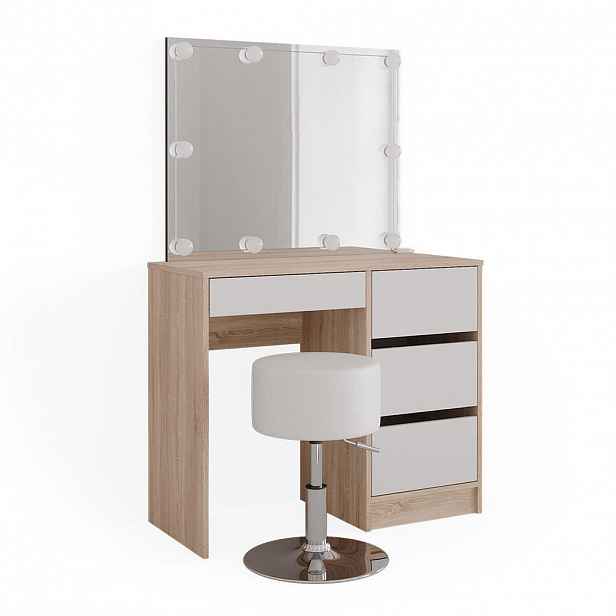 Vicco TOALETNÍ STOLEK Sherry Sonoma 90 cm s osvětlením LED a stoličkou