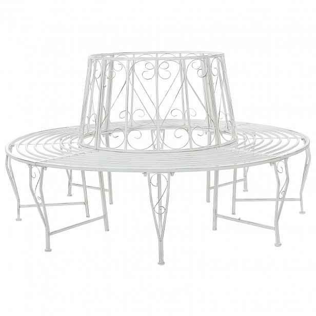 vidaXL Stromová lavička 8 -místná Ø 160 x 89 cm steel Antická bílá