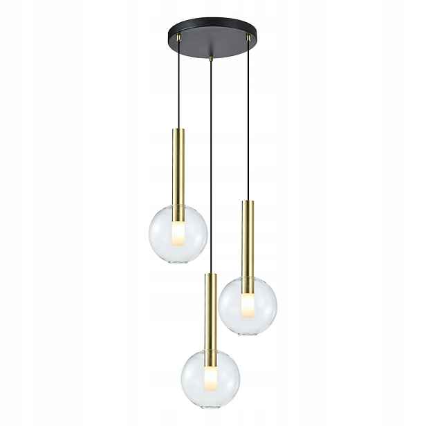 Závěsná lampa Niko Zlatá Transparentní Skleněná Stínidla 3xG9 35x143cm Strop