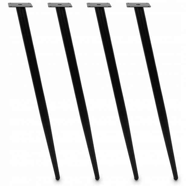 4x Nábytková noha 70 cm Mavö černá, kovová, pro stůl, stůl, nábytek