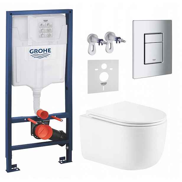 Podomítkový Wc set Grohe s mísou Lesna a tlačítkem Chrom Fresh