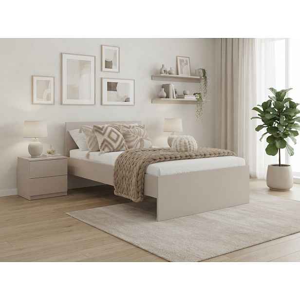 Postel ELISA 90 x 200 cm, kašmírově béžová Rošt: S laťkovým roštem, Matrace: Bez matrace