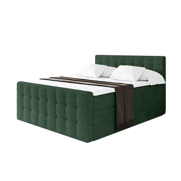 ALTDECOR BOXSPRINGOVÁ POSTEL s matrací H3/H4 - IGAN-Z KING - 200x200 cm Zelená