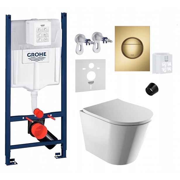 Grohe Podomítková Nádržka s tlačítkem zlatý kartáčovaný a Wc mísou Omnires
