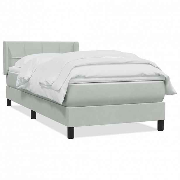 vidaXL Box spring postel s matrací světle šedá 80x220 cm samet