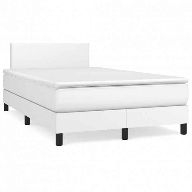 vidaXL Box spring postel s matrací bílá 120x200 cm umělá kůže