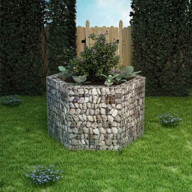Šestihranný gabionový vyvýšený záhon Dekorhome 100x90x100 cm