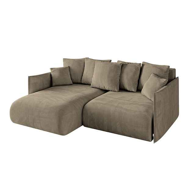ALTDECOR ROHOVÁ SEDAČKA s funkcí spaní a otomanem, levá ONESK-L 216x177x72 Hnědá Velur