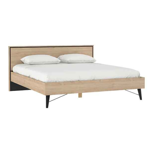 Dvoulůžková postel v dekoru dubu s roštem 180x200 cm v přírodní barvě Ry – Tvilum