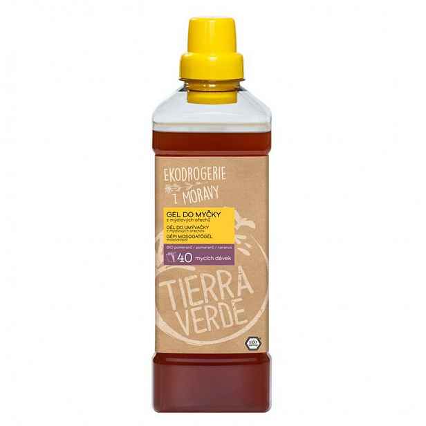 Gel do myčky na nádobí z mýdlových ořechů s BIO pomerančovou silicí, 1 l