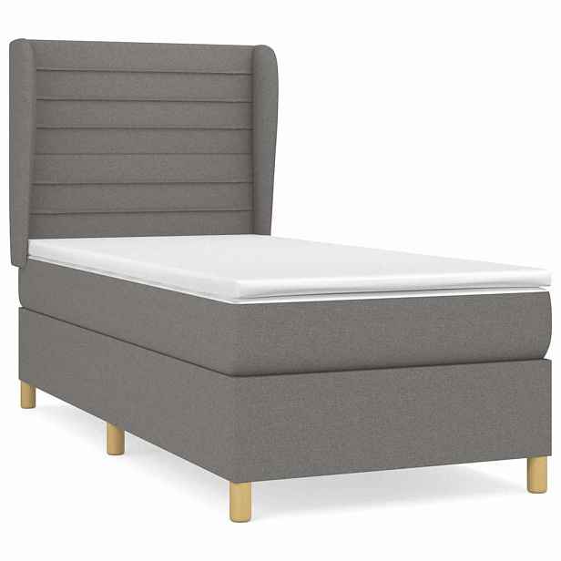 vidaXL Box spring postel s matrací tmavě šedá 90x190 cm textil