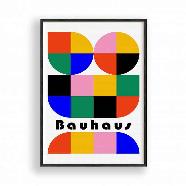 Obraz Bauhaus Geometrické formy Plakát Rámeček Dřevěný Černý 30x42 cm