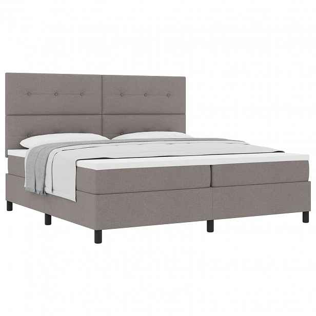vidaXL Postel s boxspringem s čelo Taupe 200 x 200 cm textil