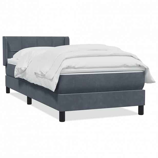vidaXL Box spring postel s matrací tmavě šedá 80x220 cm samet