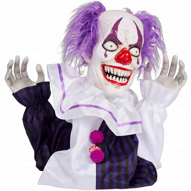 Klaun Pohyblivá dekorace figurka na haloween světlo zvuk strašidelný