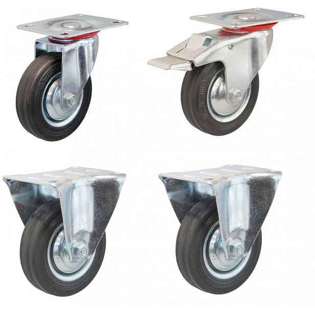 Sada 4 Otočných Koleček Pro Vozík 200 mm, stoly, regál