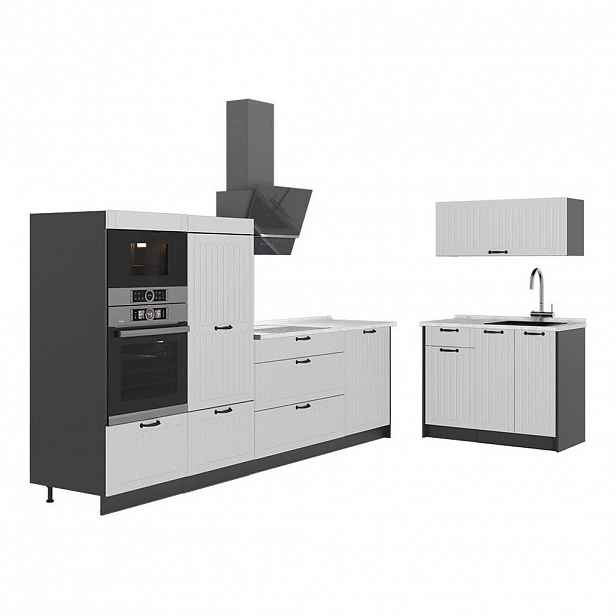 Vicco KUCHYNĚ Fame-Line, Bílý venkovský dům/Antracit, 380 cm, PD Mramor