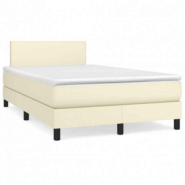 vidaXL Box spring postel s matrací krémová 120x200 cm umělá kůže