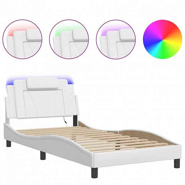 vidaXL Rám postele Viana s LED bez matrace bílý 100 x 200 cm