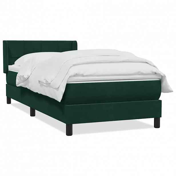 vidaXL Box spring postel s matrací tmavě zelená 80x220 cm samet