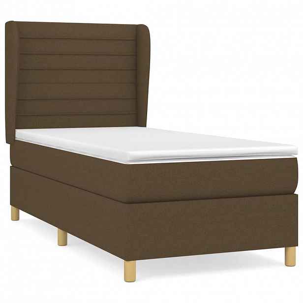 vidaXL Box spring postel s matrací tmavě hnědá 90x190 cm textil
