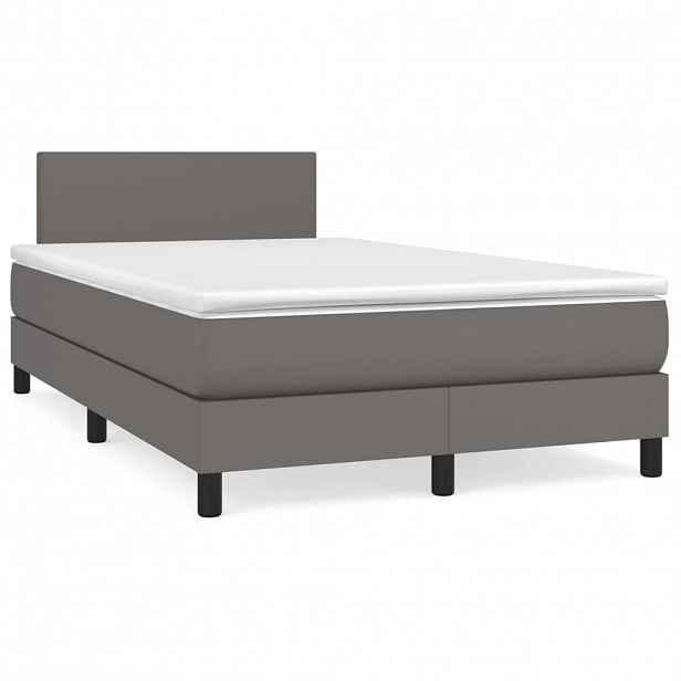 vidaXL Box spring postel s matrací šedá 120x200 cm umělá kůže