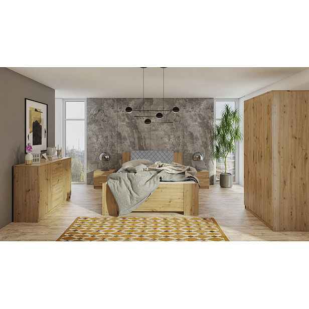 Ložnicová sestava s postelí 160x200 CORTLAND 7 - dub artisan / šedá ekokůže