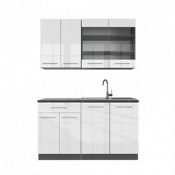 Vicco JEDNOTKOVÁ KUCHYNĚ Fame-Line Bílý vysoký lesk/antracit 140 cm , PD Antracit