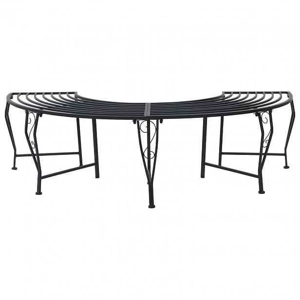 vidaXL Stromová lavička 4 -místná 160 x 80 x 44 cm steel Černá
