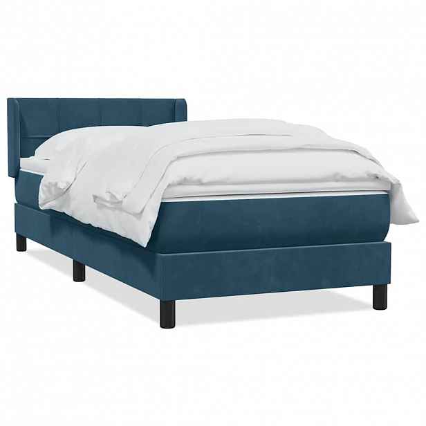vidaXL Box spring postel s matrací tmavě modrá 80x220 cm samet