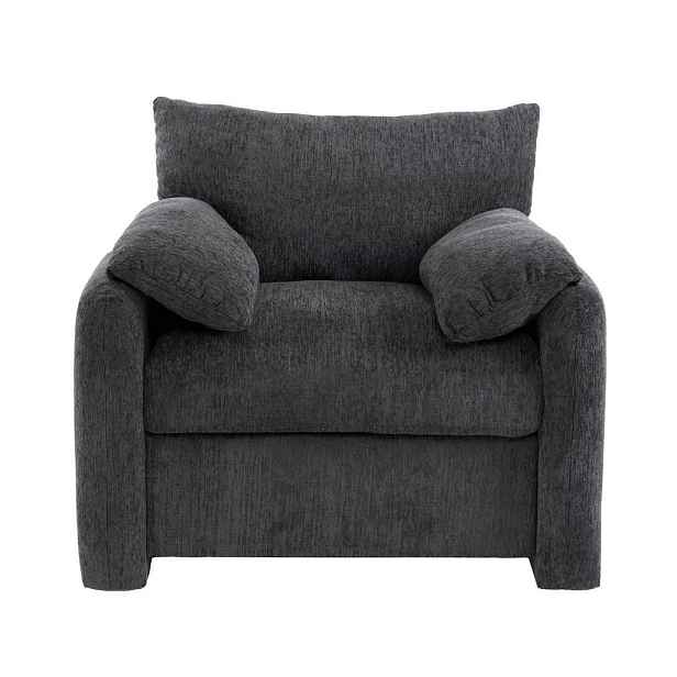 OKWISH KŘESLO 96/82/84 cm šedé z chenille s měkkými područkami