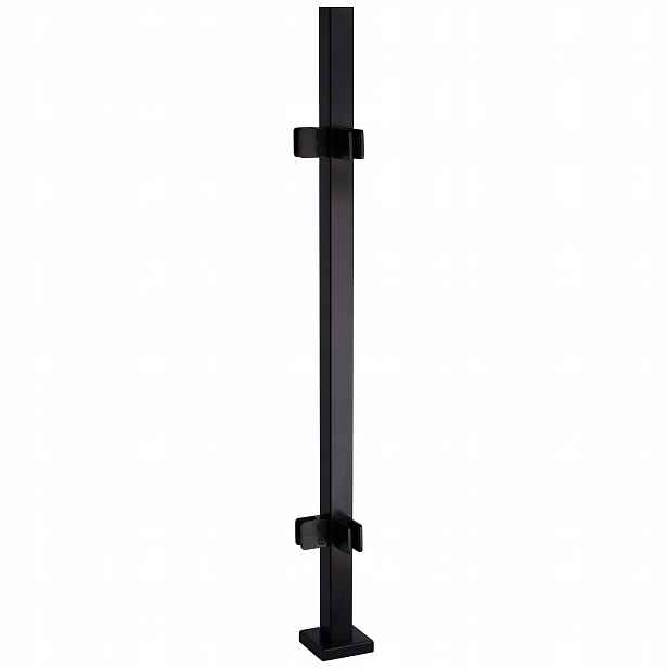 Rohový sloupek 100 cm pro skleněné zábradlí 40x40 Černý 4 držáky Loft