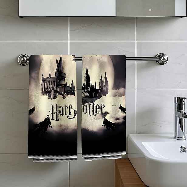 TEMU 2 ks, Bros., Autorizované, Harry Potter filmový komiksový motiv, vynikající , osušky do koupelny, valentýnský dárek, vhodné do koupelny, párty