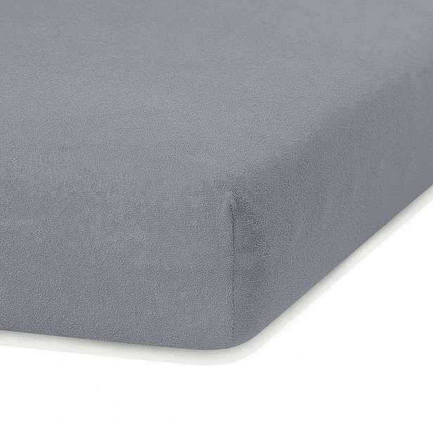 Tmavě šedé elastické prostěradlo s vysokým podílem bavlny AmeliaHome Ruby, 200 x 80-90 cm