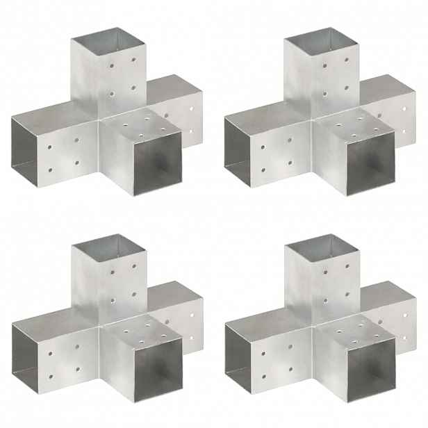 vidaXL Trámová spojka 4 ks ve tvaru X pozinkovaný kov 81 x 81 mm