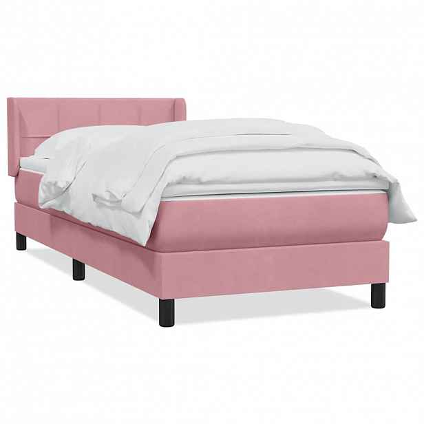 vidaXL Box spring postel s matrací růžová 80x220 cm samet