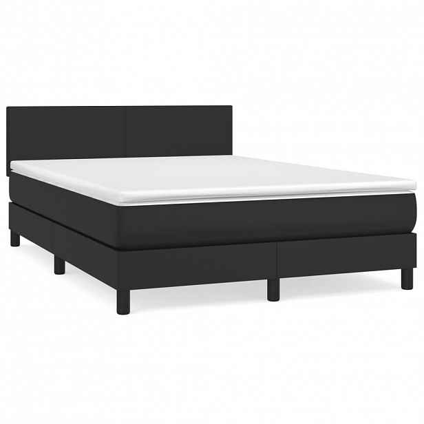 vidaXL Box spring postel s matrací černá 140 x 190 cm umělá kůže