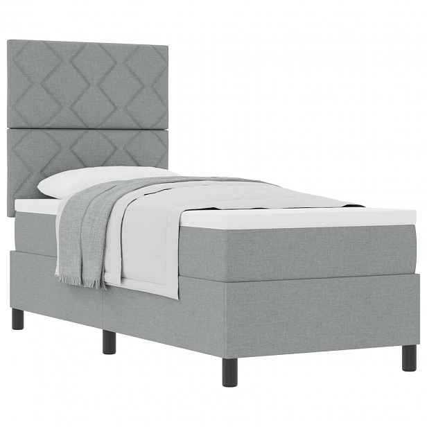 vidaXL Postel s boxspringem s čelo Světle šedá 80 x 200 cm textil