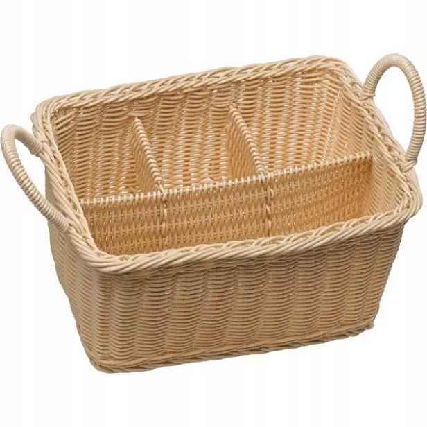 Košík na příbory Aps Economic 26x18 cm, 4 přihrádky, světlý