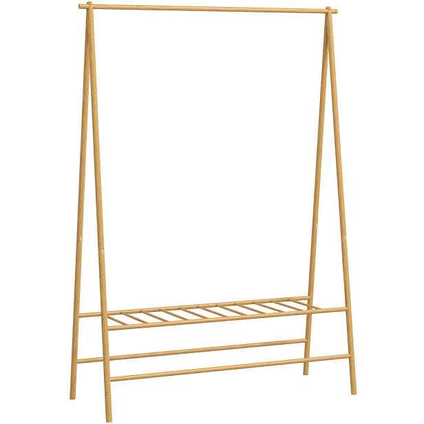 OKWISH GARDEROBOVÝ stojan 116/43,5/160 cm přírodní z bambusu s policí na boty a háčky