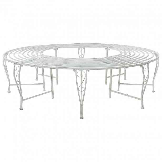 vidaXL Stromová lavička 8 -místná Ø 160 x 44 cm steel Antická bílá